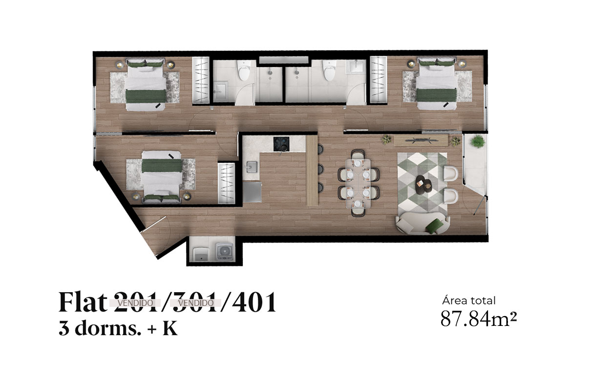 flat 201 , 301 , 401